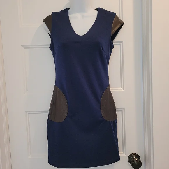 knee length dresses for ladies Faux Leather Tier Dress – Shop Karlie main image 0